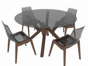 ensemble de salle &agrave; manger de design italien classique compos&eacute; d'une table et de chaises Modèle 3D