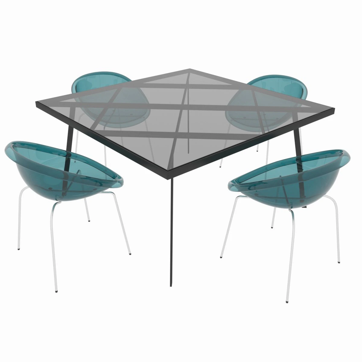 conjunto de jantar de design cl&aacute;ssico italiano composto por mesa e cadeiras Modelo 3D .c4d .max .obj .3ds .fbx .stl .blend 