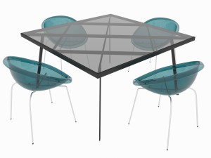 dining set of classic italian design consisting of a table and chairs 3D Model