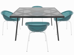 dining set of classic italian design consisting of a table and chairs Model 3D