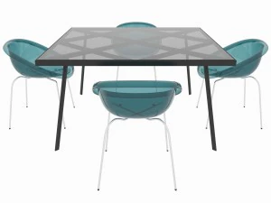 conjunto de jantar de design cl&aacute;ssico italiano composto por mesa e cadeiras Modelo 3D