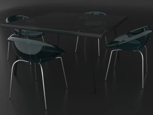 conjunto de jantar de design cl&aacute;ssico italiano composto por mesa e cadeiras Modelo 3D