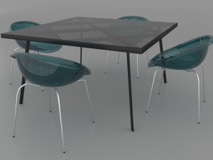 dining set of classic italian design consisting of a table and chairs Model 3D