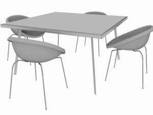 conjunto de jantar de design cl&aacute;ssico italiano composto por mesa e cadeiras Modelo 3D