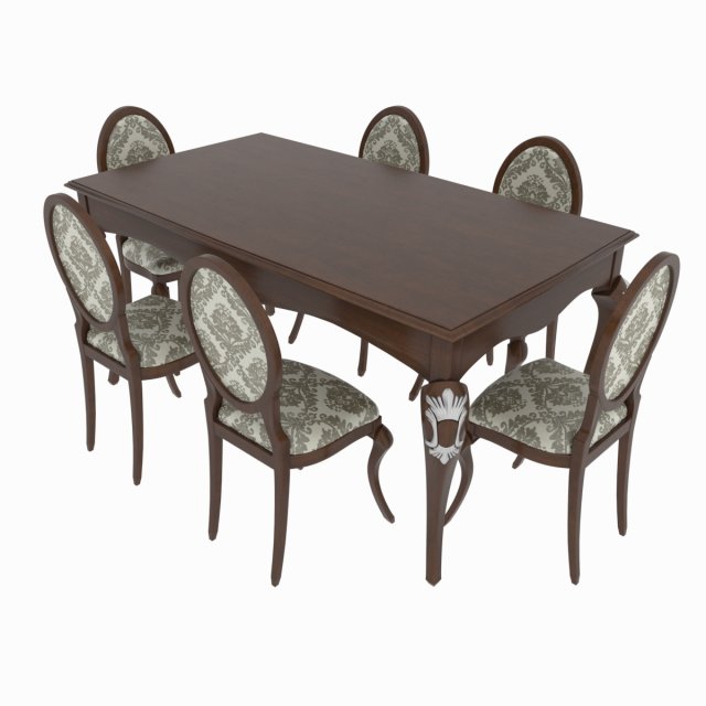 dining set of classic italian design consisting of a table and chairs Modelo 3D .c4d .max .obj .3ds .fbx .stl .blend 