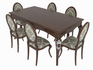 dining set of classic italian design consisting of a table and chairs 3D Model