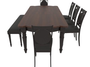 dining set of classic design consisting of a table and chairs 3D Model