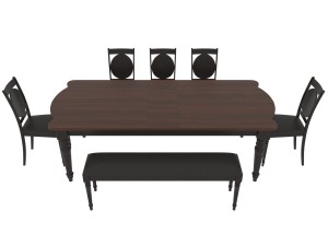 dining set of classic design consisting of a table and chairs 3D Model