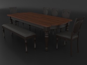 dining set of classic design consisting of a table and chairs 3D Model