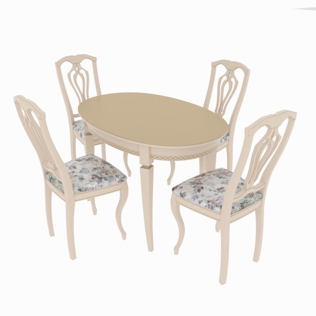 dining set of classic design consisting of a table and chairs Modello 3D .c4d .max .obj .3ds .fbx .stl .blend 