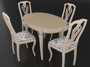 dining set of classic design consisting of a table and chairs Modello 3D