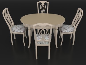 dining set of classic design consisting of a table and chairs Modello 3D