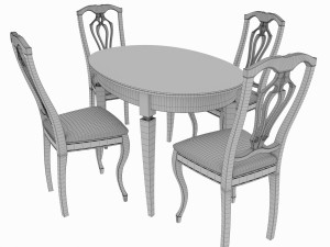 dining set of classic design consisting of a table and chairs Modello 3D