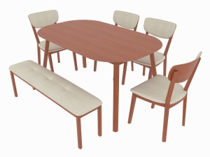 dining set consisting of a table and chairs 3D Model