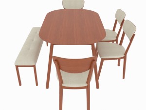 dining set consisting of a table and chairs Modelo 3D