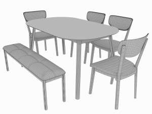 dining set consisting of a table and chairs Modelo 3D