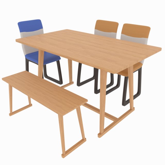 dining set consisting of a tablebench and chairs Modèle 3D .c4d .max .obj .3ds .fbx .stl .blend 