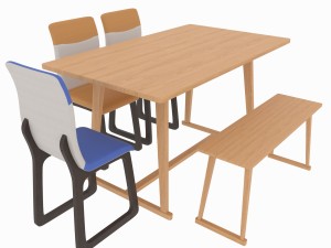 dining set consisting of a tablebench and chairs Modèle 3D