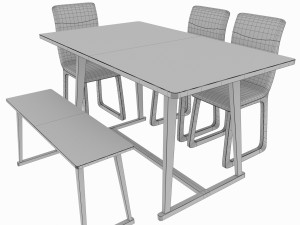 dining set consisting of a tablebench and chairs Modèle 3D