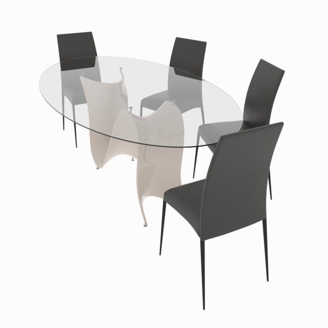 dining set consisting of a table and chairs 3D Model .c4d .max .obj .3ds .fbx .stl .blend 