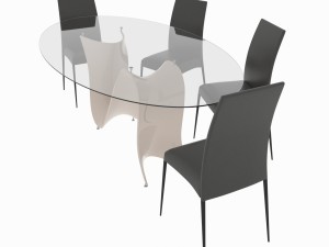 dining set consisting of a table and chairs 3D Model