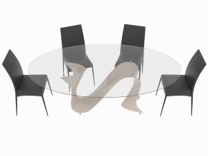 dining set consisting of a table and chairs 3D Model