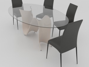 dining set consisting of a table and chairs 3D Model
