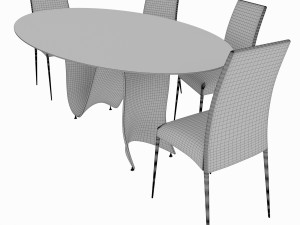 dining set consisting of a table and chairs 3D Model