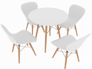 dining set consisting of a table and chairs 3D Model