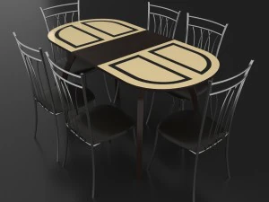 dining set consisting of a table milan venge and chairs premier 3D Model