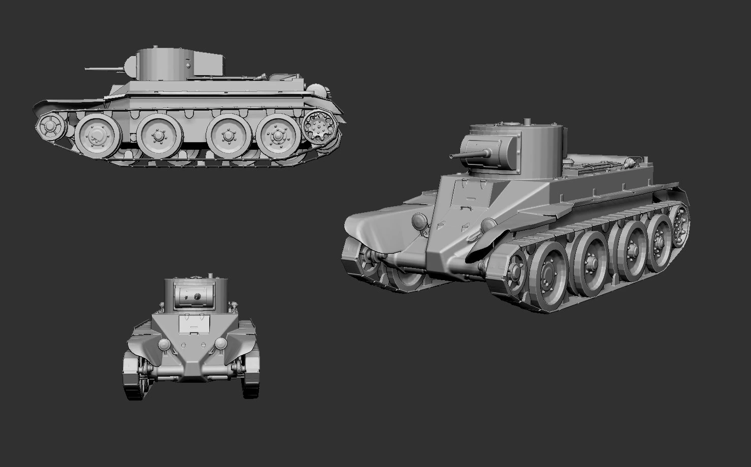 танк бт-2 3D Принт Модель .c4d .max .obj .3ds .fbx .stl .blend 