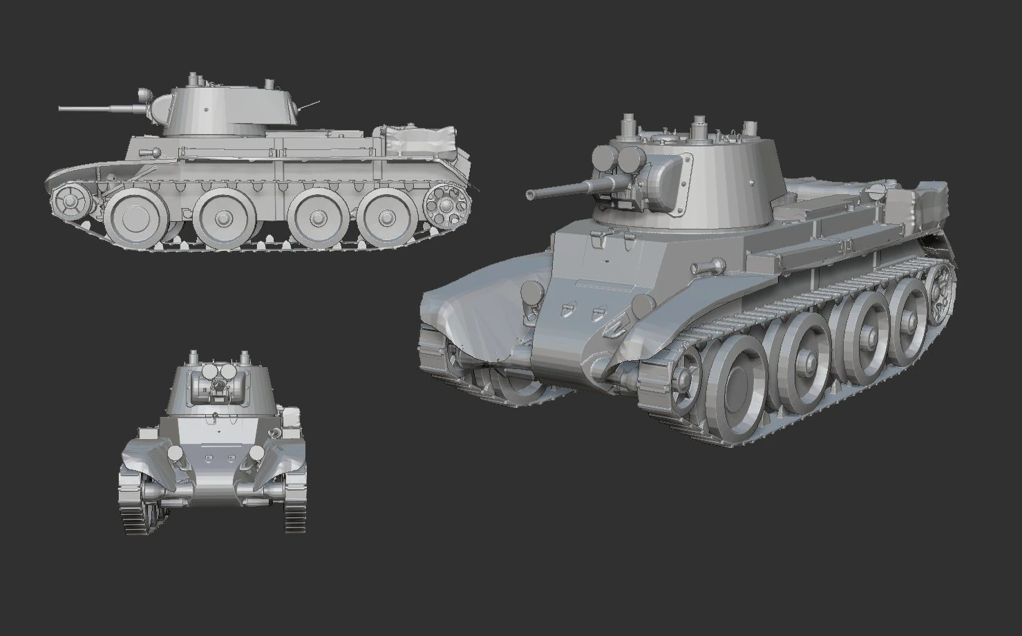 tank bt-7 3D Print Model .c4d .max .obj .3ds .fbx .stl .blend 