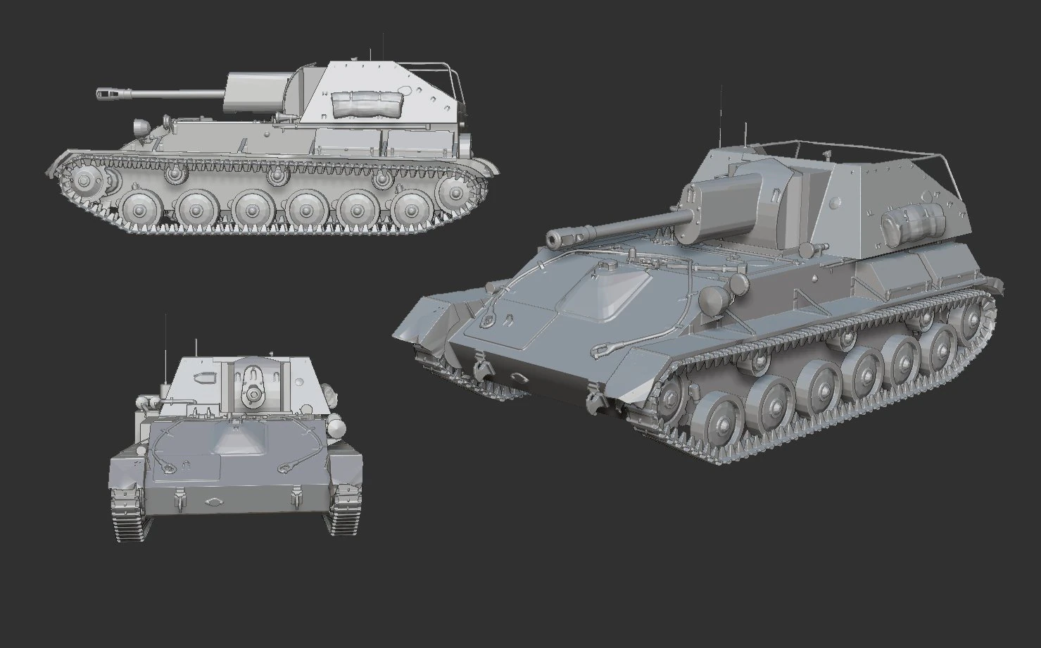 tank su-76m 3D Print Model .c4d .max .obj .3ds .fbx .stl .blend