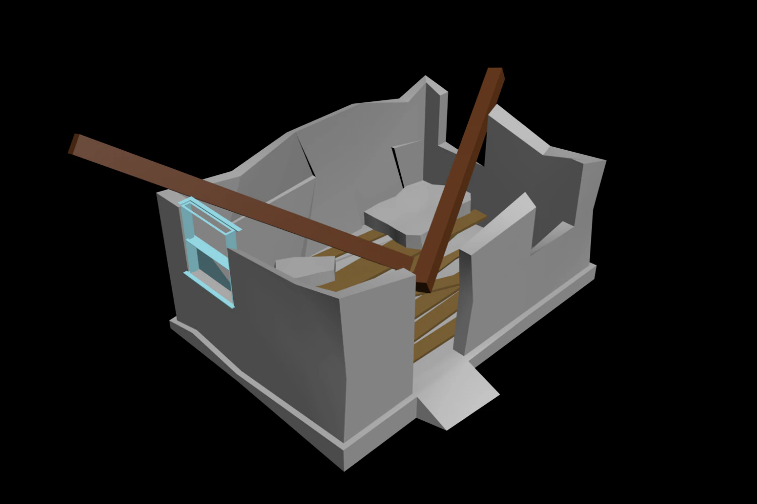 ruined house 3D Model .c4d .max .obj .3ds .fbx .stl .blend