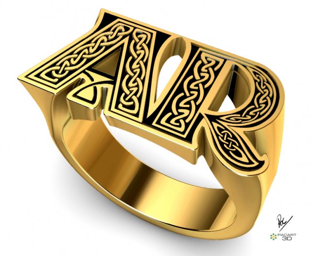 Initials Stamp on Request in stl and obj formats celtic design 3D print model 3D Baskı Modeli .c4d .max .obj .3ds .fbx .stl .blend 