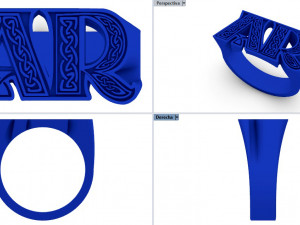 Initials Stamp on Request in stl and obj formats celtic design 3D print model 3D Baskı Modeli