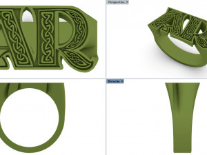 Initials Stamp on Request in stl and obj formats celtic design 3D print model 3D Baskı Modeli