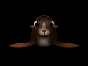 3d cartoon sea lion - rigged low-poly 3D Model