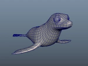 3d cartoon sea lion - rigged low-poly 3D Model