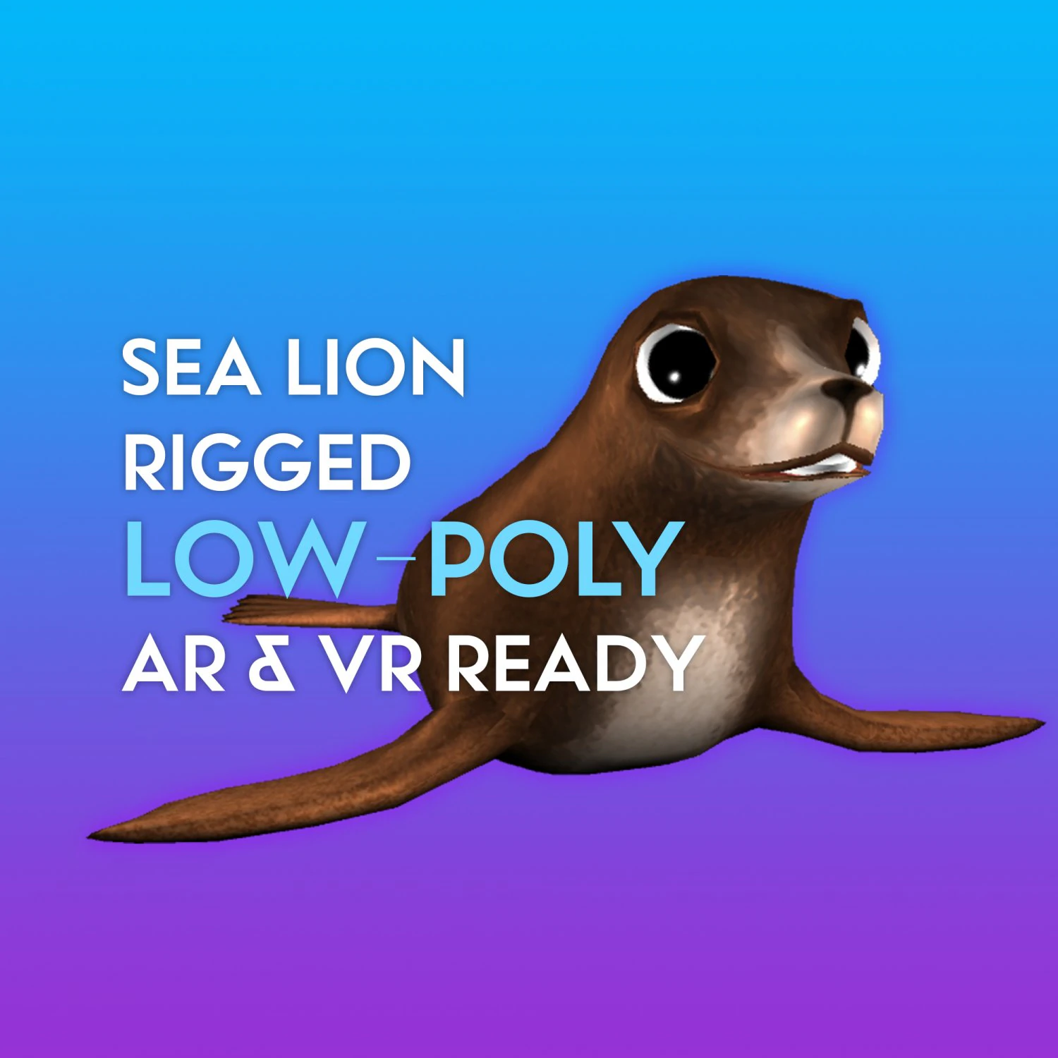 3d cartoon sea lion - rigged low-poly 3D Model .c4d .max .obj .3ds .fbx .stl .blend 