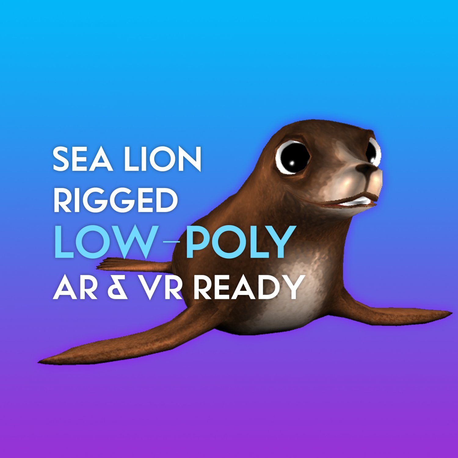3d Cartoon Sea Lion Rigged Low Poly 3d Model In Aquatic