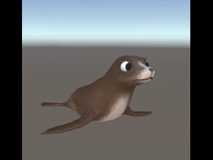 3d cartoon sea lion - rigged low-poly 3D Model