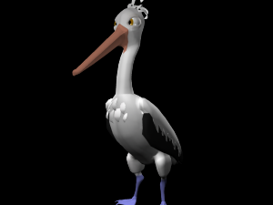 3d cartoon pelican - rigged low-poly 3D Model