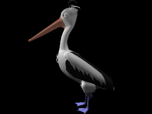 3d cartoon pelican - rigged low-poly 3D Model