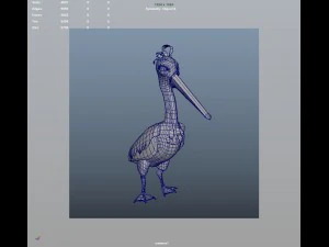 3d cartoon pelican - rigged low-poly 3D Model