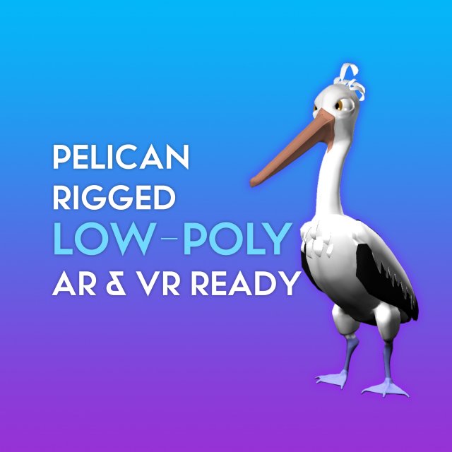 3d cartoon pelican - rigged low-poly 3D Model .c4d .max .obj .3ds .fbx .stl .blend 