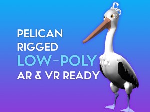 3d cartoon pelican - rigged low-poly 3D Model