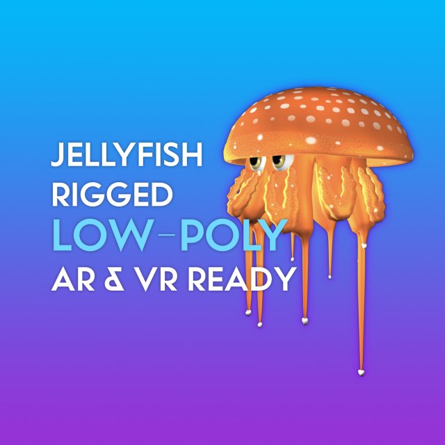 3d jellyfish - rigged low-poly 3D Модель .c4d .max .obj .3ds .fbx .stl .blend 