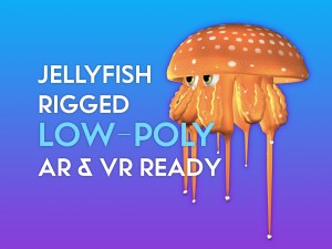 3d jellyfish - rigged low-poly 3Dモデル