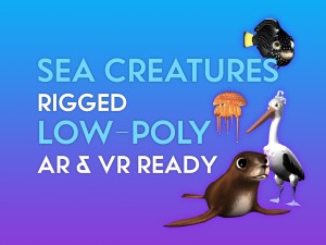 3d cartoon sea creature pack - rigged low-poly 3Dモデル